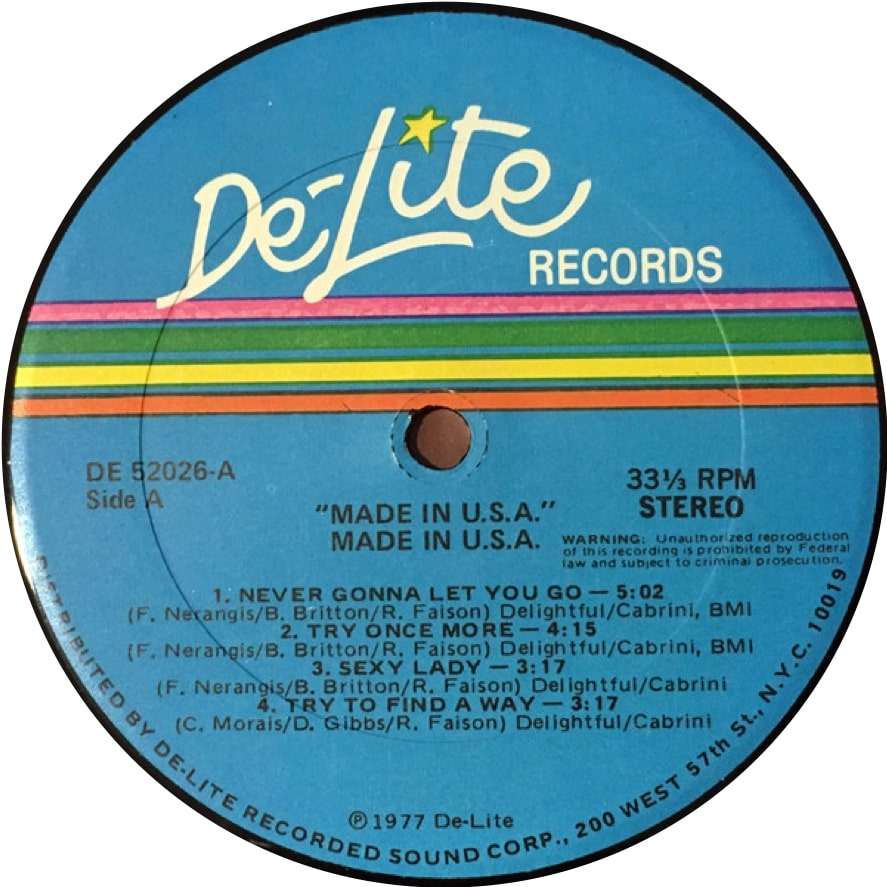 Made In U.S.A. – Never Gonna Let You&nbsp;Go